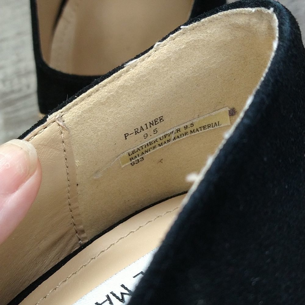 Steve Madden Black Suede and Gold Platform Heels - Picture 5 of 12